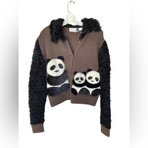 Vintage Shannen Brown w/Pandas Cardigan Size Large